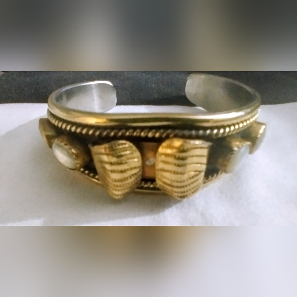 Vintage Gold and Silver with Moonstones Cuff
